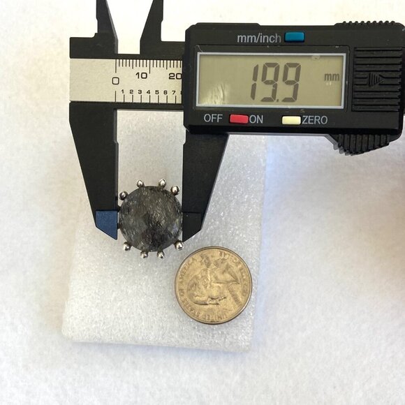 Sterling Silver 925 Large Round Faceted Tourmalated Quartz Cocktail Ring Sz 6.75 - Picture 16 of 16